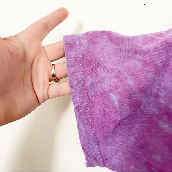 Vintage 90s Tie Dye Heart Pattern T-Shirt Single Stitch Purple Size Large Unisex - Picture 5 of 8